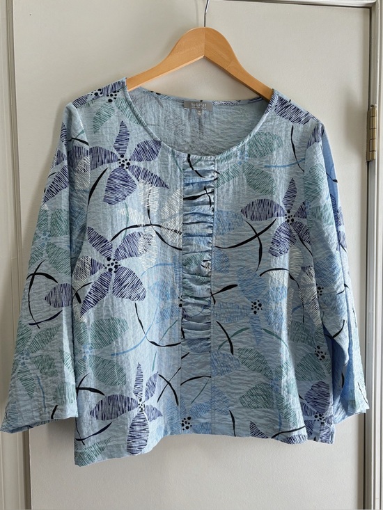 Habitat Tops - Habitat Light Blue Floral Ruched Front Tunic